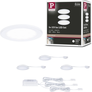 Paulmann 93120 LED Möbeleinbauleuchten 3er Set 4000K Weiß