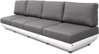 Casa Padrino Luxus Gartensofa Matt Weiß / Dunkelgrau 330x95 x H. 90 cm - Wetterbeständiges Garten Terrassen Sofa mit verstellbaren Rückenlehnen - Hotel Möbel - Luxus Qualität