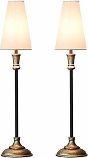 Mirabeau Tischleuchte Tischlampe 2er Set Obsonville silber/schwarz/creme