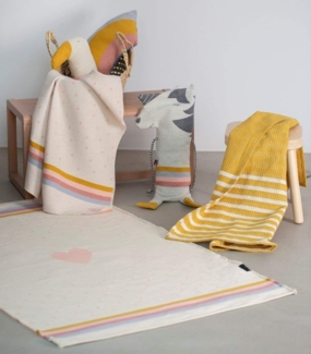 Kids Waffeldecke Streifen 90x70 cm hellgelb