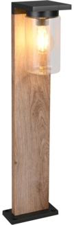 Sockelleuchte ARDILA Laterne in Schwarz & Holzoptik mit Glasschirm, Höhe 65cm