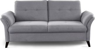 CAVADORE 3er Sofa Grönland / Skandinavische 3-Sitzer-Couch mit Federkern + Sitztiefenverstellung / 193 x 90 x 102 / Flachgewebe, Grau