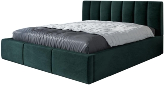 Polsterbett LISI 180x200 mit Matratze, Bettkasten und Lattenrost. Farbe: Dunkelgrun 10