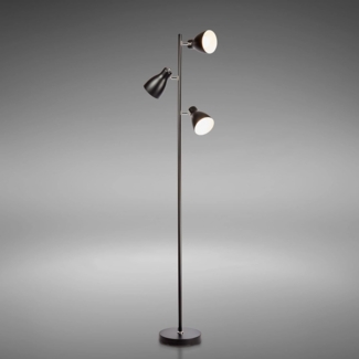 B.K.Licht - Stehlampe Vintage mit Fußtaster, schwenkbar, E27 Fassung, max. 25 Watt, Leselampe, Deko Wohnzimmer, Lampe, Deckenfluter, Standleuchte, Wohnzimmerlampe, Industrial, 166,5x22 cm, Schwarz
