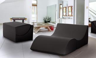 Talamo Italia - Klappbett Annabella, Puff umwandelbar in Doppelbett, 100% Made in Italy, Puff, umwandelbar in eine Chaiselongue aus Kunstleder, Cm 100x200h70, Schwarz