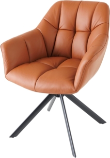 riess-ambiente Polsterstuhl PAPILLON cognac / schwarz (Einzelartikel, 1 St), Esszimmer · Leder · Metall · Armlehne · 180° drehbar · Modern Design