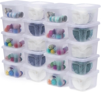 Iris Ohyama, Aufbewahrungsbox aus Kunststoff, 2L Schreibtisch-Aufbewahrungsbox, 20er-Pack, MCB-2, transparent, stapelbar, Verschlussclips, B19 x T16,5 x H11 cm