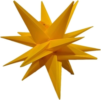 FHS LED Leuchtstern Kunststoff gelb Ø 35 cm | 1 warmweiße LED | Batteriebetrieben 3 x AA, IP44 | Timer 6/18 h | für Innen & Außen geeignet