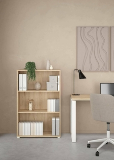 Dmora - Bücherregal Camille, Büroregal, Mobiler Buchhalter, Bücherbrett, 80x34 h124 cm, Eiche