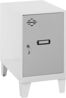 Simon Rack Simonlocker Kommode, klein, 575 x 400 x 500 mm, Amario aus Metall, inkl. Schlüssel, Weiß/Grau