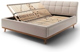 Polsterbett Mila II mit Bettkasten - Stoff Beige