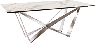 Esstisch Edge 200x100 Keramik Calacatta Luxe Weiß-Gold-Grau Spider Flachstahl Edelstahl