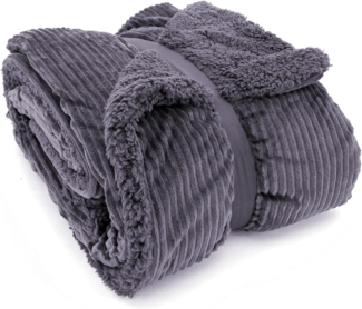 Wohndecke Flauschige Cord Kuscheldecke Sherpa Fell Sofadecke, heimtexland, 150x200 I extra dick I warm I kuschelig weich I fusselfrei