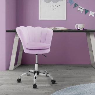 ML-DESIGN Bürostuhl 360° Drehstuhl aus Samt, Polsterstuhl mit Rückenlehne höhenverstellbar (1 St), Büro-Schreibtischstuhl Lila, Muschel-Sessel gepolstert Metallgestell