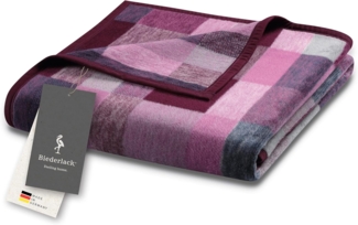 Wohndecke Color Squares berry, rosa karierte Sofadecke in 150x200 cm, Biederlack, Decke aus Baumwollmischgewebe, Made in Germany