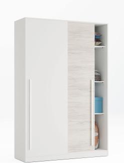 Dmora - Garderobe Downey, Schlafzimmer Kleiderschrank mit 2 Schiebetüren, Schrank mit Kleiderstange und 3 Einlegeböden, cm 120x50h200, Altweiß