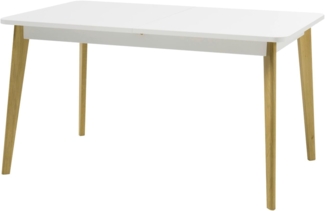 Esstisch Isgard in weiß und Eiche ausziehbar 140 - 180 x 75 cm