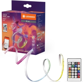 LEDVANCE SMART WIFI COB dekorative bunte COB Strips mit MAGIC RGB; Wifi und homogenem Lichteffekt; dimmbar; Silikon; 5 m; Leuchtmittel nicht austauschbar