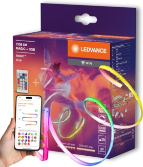 LEDVANCE SMART WIFI COB dekorative bunte COB Strips mit MAGIC RGB; Wifi und homogenem Lichteffekt; dimmbar; Silikon; 5 m; Leuchtmittel nicht austauschbar