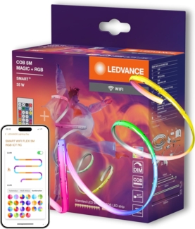 LEDVANCE SMART WIFI COB dekorative bunte COB Strips mit MAGIC RGB; Wifi und homogenem Lichteffekt; dimmbar; Silikon; 5 m; Leuchtmittel nicht austauschbar