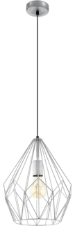 Eglo 49935 Hängeleuchte Vintage CARLTON Stahl silber E27 1X40W H:110cm Ø31cm dimmbar