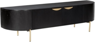 Vente-unique - TV-Möbel mit 2 Türen - Mangoholz & goldfarbenes Metall - Schwarz - NEVILI von Maison Céphy