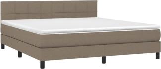 vidaXL Boxspringbett mit Matratze & LED Taupe 180x200 cm Stoff 3133177