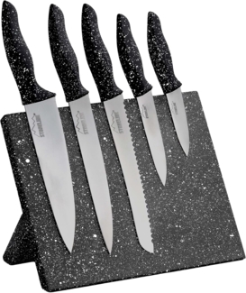 STONELINE Messer-Set Magnet Messerblock, bestückt, 6-teilig, mit klappbarem Ständer (5-tlg), rostfreier Edelstahl mit Titanbeschichtung, Designed in Germany