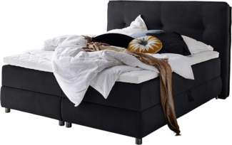Atlantic Home Collection TILO Boxspringbett inklusive Topper (Härtegrad H2) und Stauraumfunktion beidseitig, schwarz, 160x200 cm