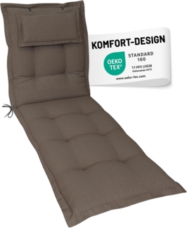 Herlag Liegenauflage Ava Polster für Gartenliege 190 x 60 x 9 cm extra dick Kopfpolster, (1 St), Bequeme Rollliegenauflage für Sonnenliege Taupe