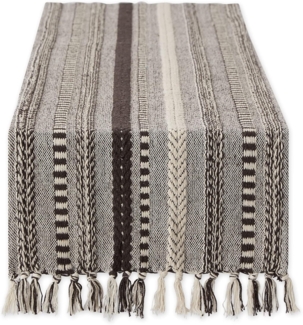 DII Farmhouse Tischläufer mit geflochtenen Streifen, 38,1x183,9 cm (15x77 cm, Fransen im Lieferumfang enthalten), Dunkelbraun