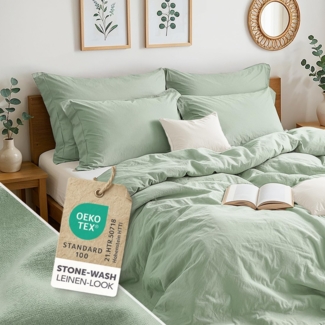 Blumtal Bettwäsche Bettwäsche aus 100% Baumwolle mit Kissenbezug, Oeko-TEX zertifizierte Bettwäsche in Leinen Optik