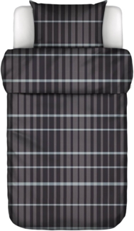 Essenza Bettwäsche Thori Dark Navy, Flanell, 2 teilig, Kariert, Streifen, Linien