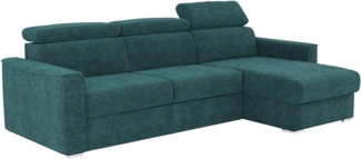 Vente-unique - Ecksofa mit Matratze - Ecke wechselbar - Chenillestoff - Entenblau - Liegefläche 140 cm - Matratze 14 cm - VIZIR