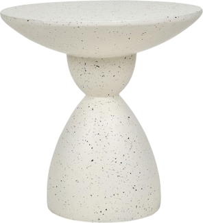 Beliani 'CAFFI' Beistelltisch rund, Terrazzo Optik, Keramik weiß, 52 x 50 x 50 cm