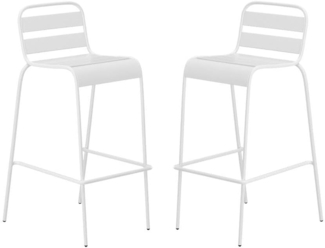 Vente-unique - Gartenstuhl hoch stapelbar 2er-Set - Metall - Weiß - MIRMANDE von MYLIA