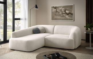 DOMO. collection Ecksofa Ansina, kleine Couch in L-Form, mit Taschenfederkern, organische Form, Sofa, Polsterecke, Eckcouch, Polstergarnitur 216 x 196 x 76 cm (BxTxH), Creme