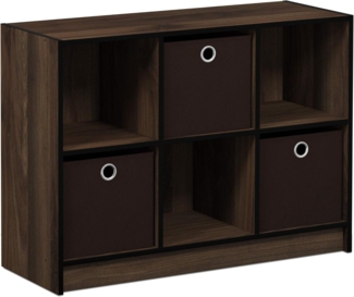 Furinno Basic Bücherregal mit 6 Fächern und 3 Einschüben, holz, Columbia Walnut/Dunkelbraun, 30. 23 x 80. 26 x 59. 94 cm