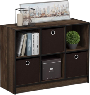 Furinno Basic Bücherregal mit 6 Fächern und 3 Einschüben, holz, Columbia Walnut/Dunkelbraun, 30. 23x80. 26x59. 94 cm