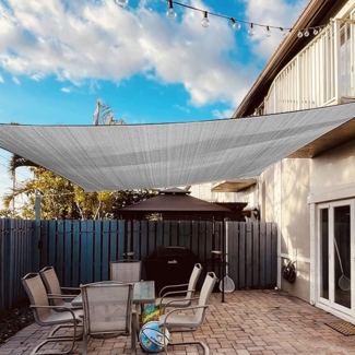Dripex Sonnensegel wasserdicht Sonnenschutz Set 2X3 m inkl Befestigungsseile Rechteckig Polyester Imprägniert 95% UV Schutz Windschutz Wetterschutz für Balkon Garten Terrasse - Grau