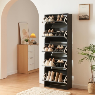Schuhkipper Lund mit 5 verspiegelten Klappen Schwarz [en. casa]