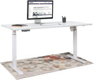 HighDesk SMART Höhenverstellbarer Schreibtisch (Weiß + Weiß I 160x80 cm) - Elektrischer Sitz- & Stehtisch mit Tischplatte - Stehschreibtisch Elektrisch Höhenverstellbar - von Krieg