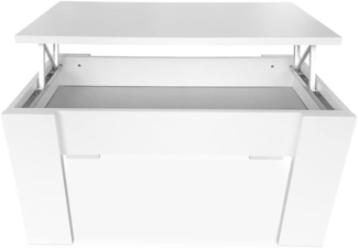 mattfy Couchtisch für Kaffee/Tee, höhenverstellbar, für Wohnzimmer oder Esszimmer, Weiß, Maße: 90 cm (Breite) x 50 cm (Tiefe) x 46/57 cm (Höhe)