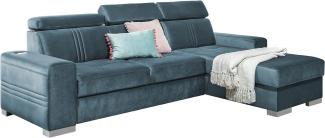 99rooms Neilo Ecksofa Velours MONOLITH Blau Rechts ohne