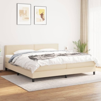 vidaXL Boxspringbett mit Matratze, Stoff, Creme, 200x200 cm, H2