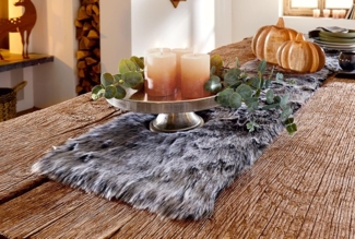 Tischläufer aus Kunstfell, schwarz / grau, 33x140 cm