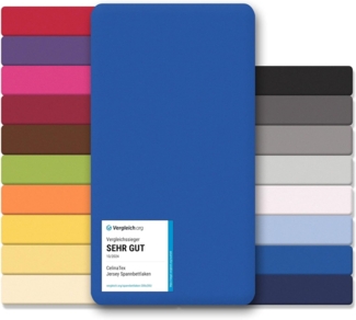 CelinaTex Jersey Spannbettlaken Lucina Doppelpack 200x200-200x220cm royal blau 100% Baumwolle gekämmt bis 26cm Matratzenhöhe Oeko-TEX