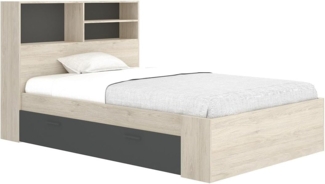 Vente-unique - Bett 120 x 190 cm mit Stauraum - Natur & Anthrazit - VARDIEL