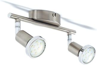 B.K.Licht Deckenleuchte 30-02-02-S, LED wechselbar, Warmweiß, Schwenkbar Inkl. 2 x 3W 250lm GU10 LED Deckenlampe matt nickel