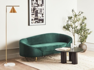 Belaini 'SAVAR' 3-Sitzer Sofa Samtstoff smaragdgrün gold